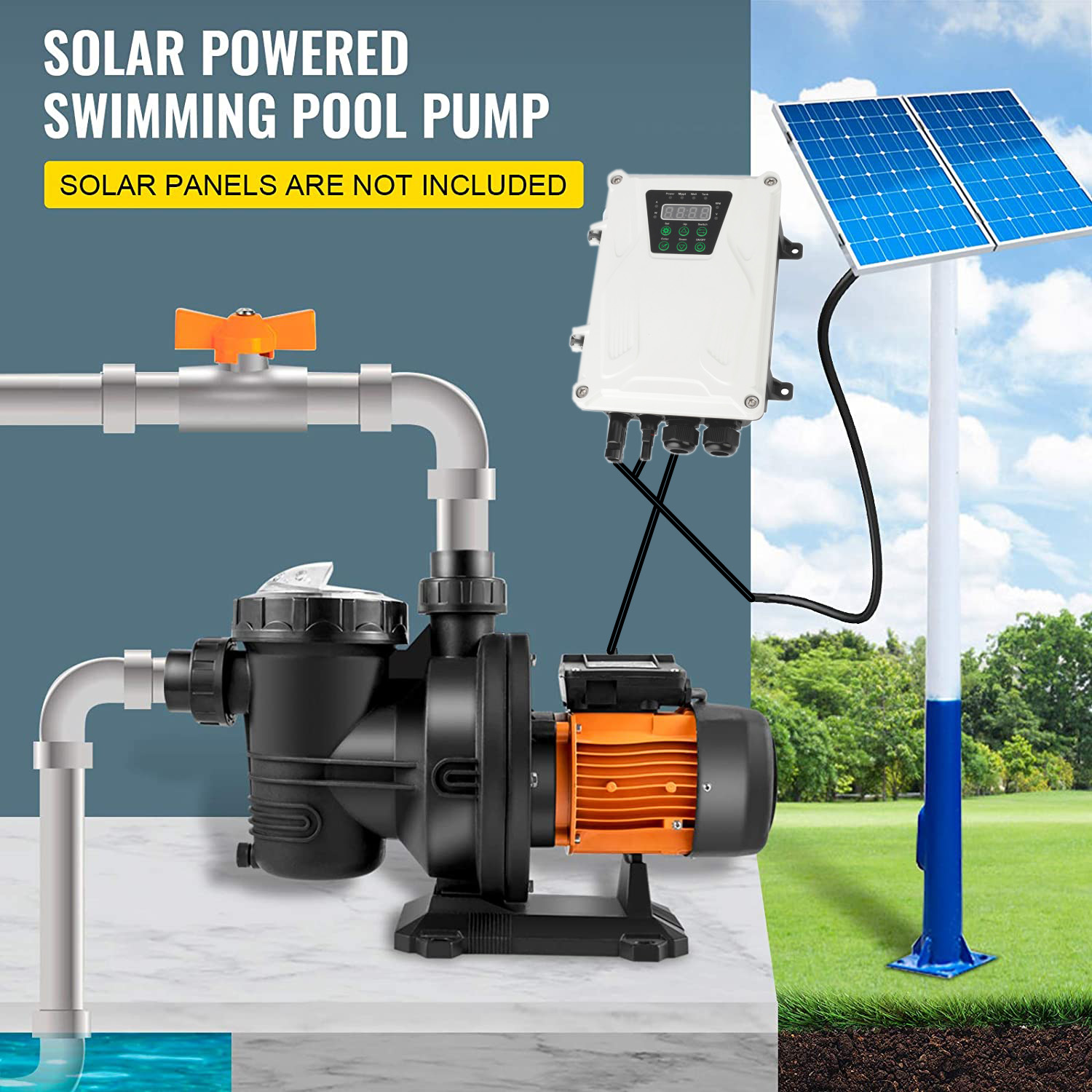 Solar Pool Pump Kit - 2HP 1500W Solar Zwembad Booster Pomp
