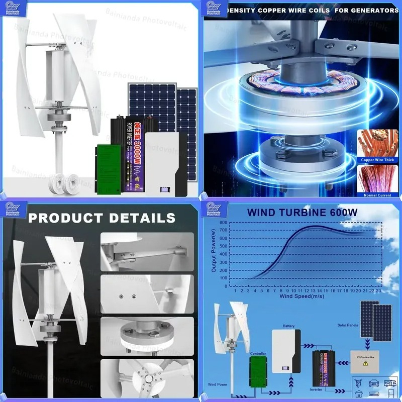 Renewable Energy Generation - Verticale windturbinegenerator zonnepaneel hybride systeem off-grid